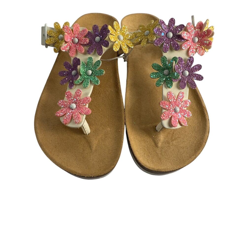 Harper Canyon Kids Girls‎ White LEONA Floral Flip/Flop Sandals Size 4 NWOT
